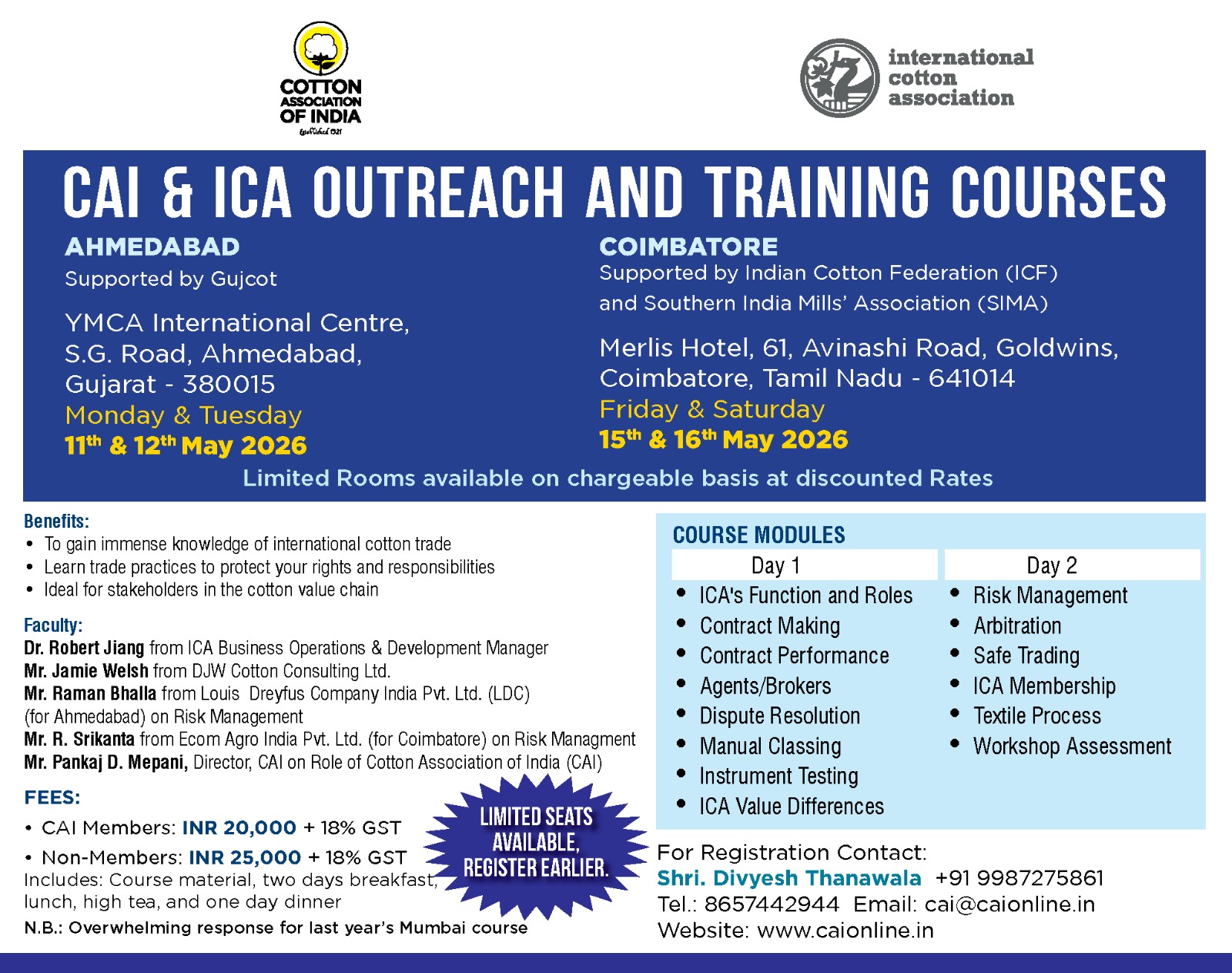 CAI & ICA OUTREACH AND TRAINING COURSES